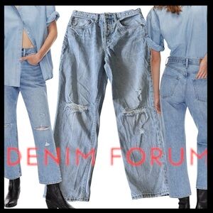 Denim Forum The Joni High Rise Loose 26L Distressed Cropped Jeans (28x26)